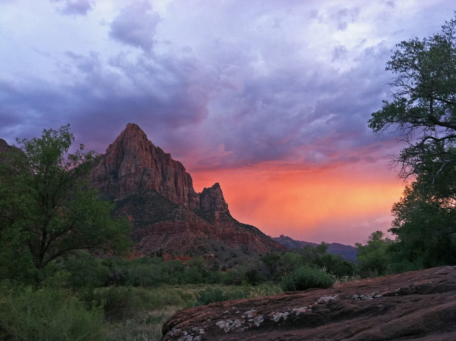 The Watchman at sunset near the South Entrance of Zion.